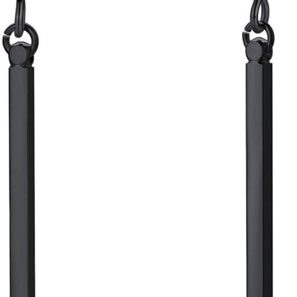 Dangle Bar Earrings Hypoallergenic 14K Gold Plated Silver Black Gift Box